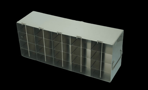 stainless steel freezer rack for 96 well deep well microtiter plates locking rod to secure plates 